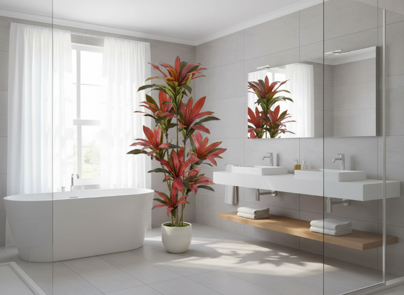 tall outdoor planters with artificial plants