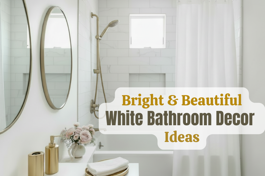 white and gold bathroom decor